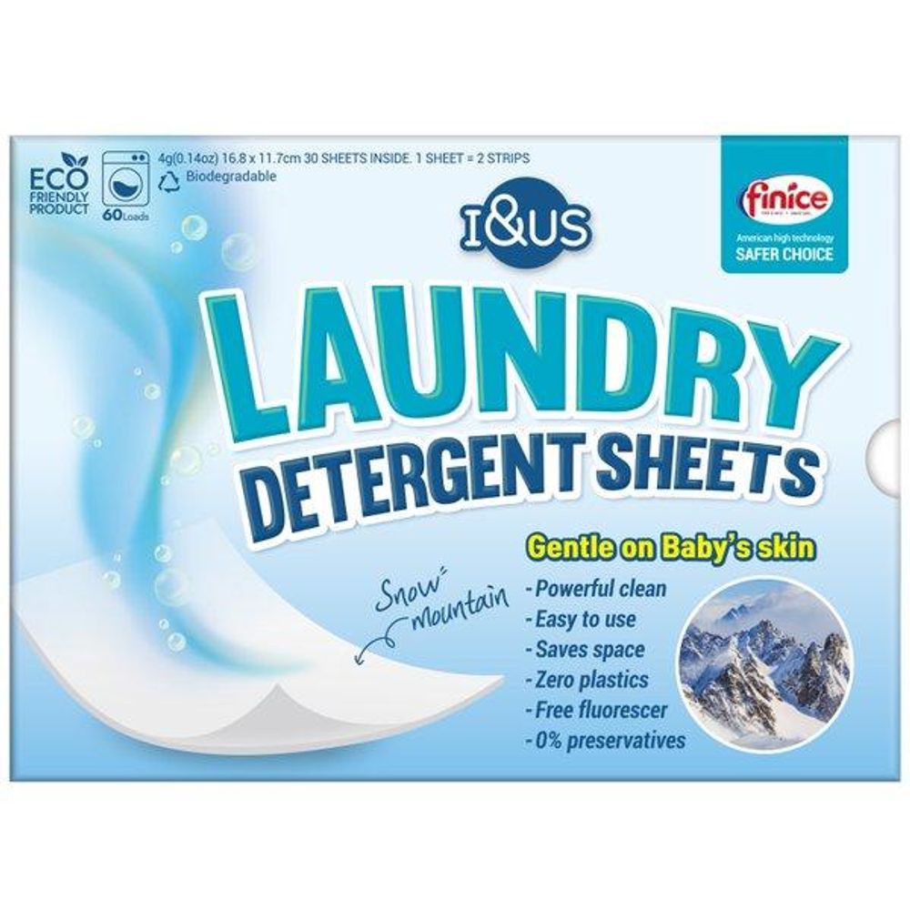 I&US Ultra Concentrated All-in-One Laundry Detergent Sheets Snow Mountain Fragrance 30 Sheets Eco-Friendly Paper Type _ Made in Korea
